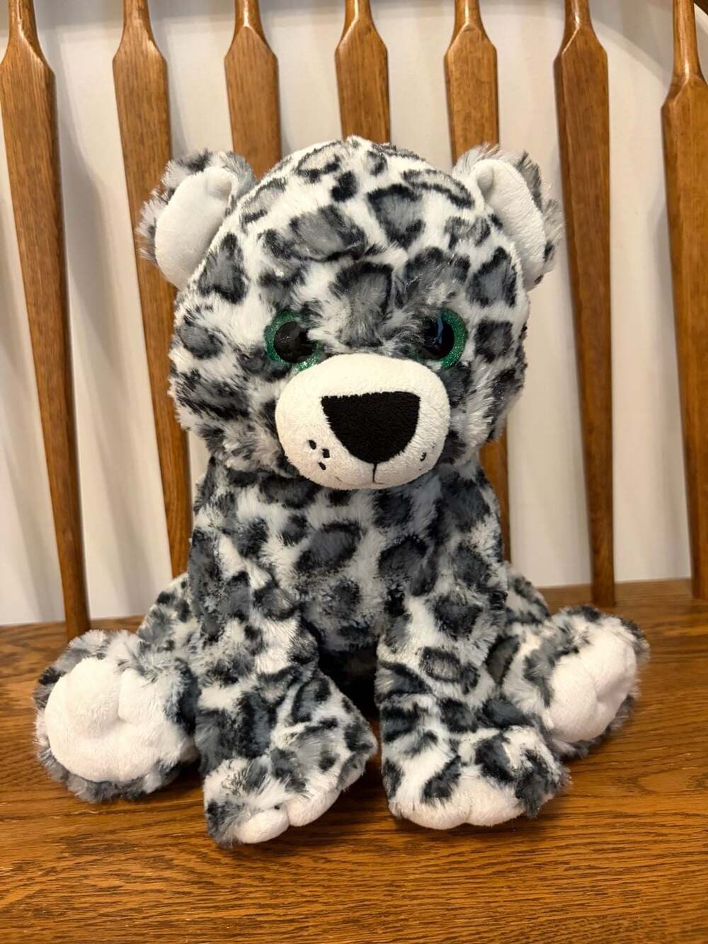 The Bear Factory 12" Snow Leopard Cat Plush Green Glitter Eyes 2001